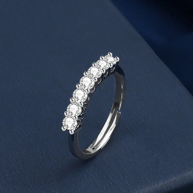 Silver Plated American Diamond Studded Contemporary Anti Tarnish Adjustable Round Finger Ring - MySmartBazaar