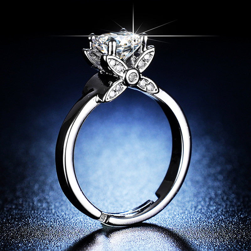 Silver Plated American Diamond Studded Butterfly Anti Tarnish Adjustable Round Finger Ring - MySmartBazaar