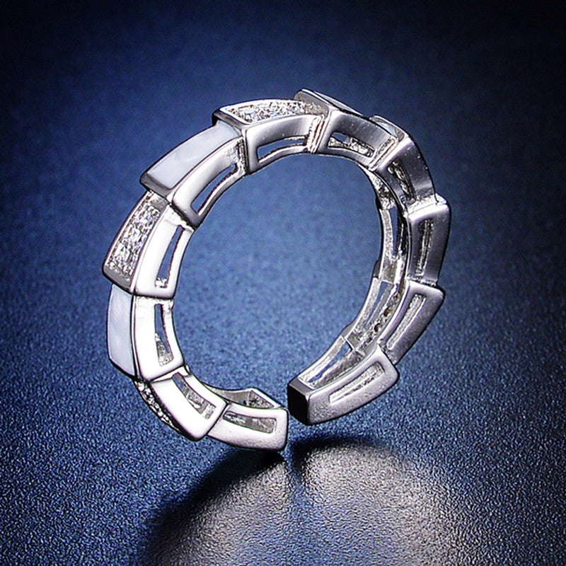 Silver Plated Crystal Studded Contemporary Anti Tarnish Adjustable Finger Ring - MySmartBazaar