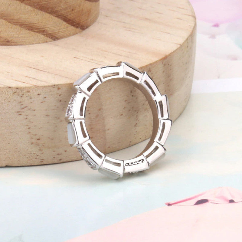 Silver Plated Crystal Studded Contemporary Anti Tarnish Adjustable Finger Ring - MySmartBazaar