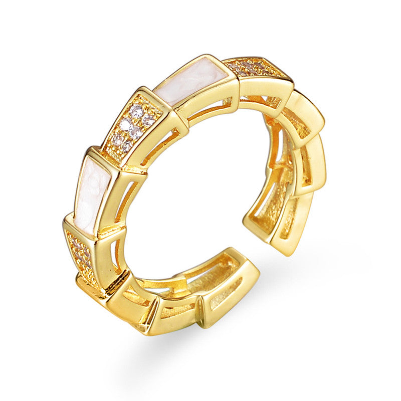 Gold Plated Crystal Studded Contemporary Adjustable Finger Ring - MySmartBazaar