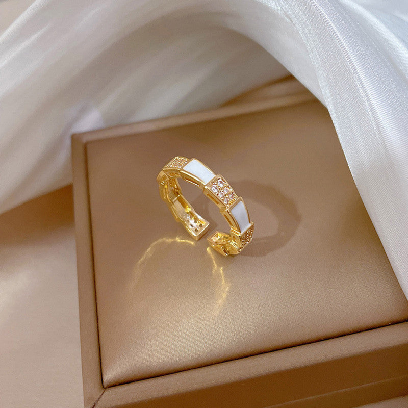 Gold Plated Crystal Studded Contemporary Adjustable Finger Ring - MySmartBazaar