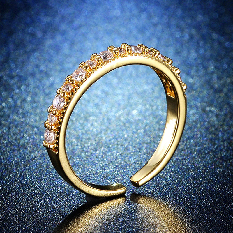 Gold Plated Crystal Studded Contemporary Adjustable Round Finger Ring - MySmartBazaar
