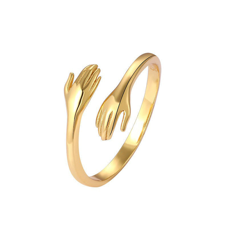 Gold-Plated Hug Shaped Adjustable Hug Day Finger Ring