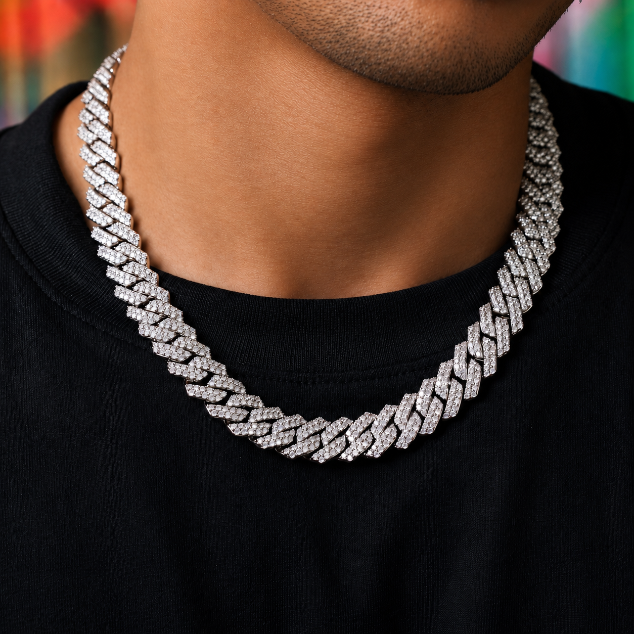 Silver Plated Hip Hop Iced CZ Cuban Link Chain For Men