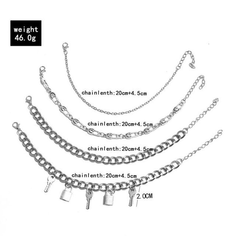 Silver Plated Lock-Key Anklet Cum Bracelet