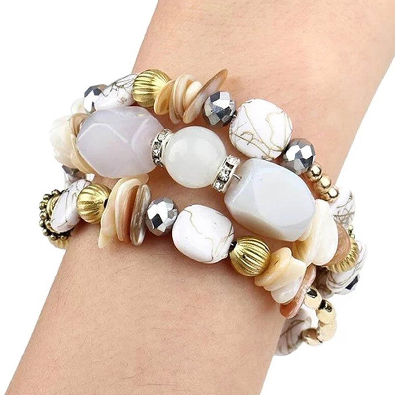 Marvelous Bohemia Beads Multi Strand Plushy Bracelet for Women and Girls