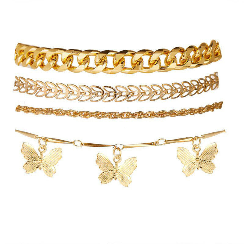 Mesmerizing Butterfly Multi Strand Gold Plated Bracelet For Women and Girls