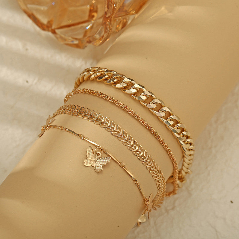 Mesmerizing Butterfly Multi Strand Gold Plated Bracelet For Women and Girls