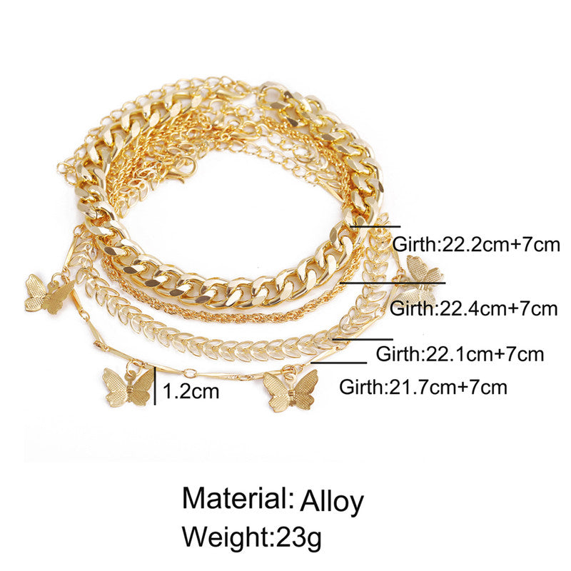 Mesmerizing Butterfly Multi Strand Gold Plated Bracelet For Women and Girls