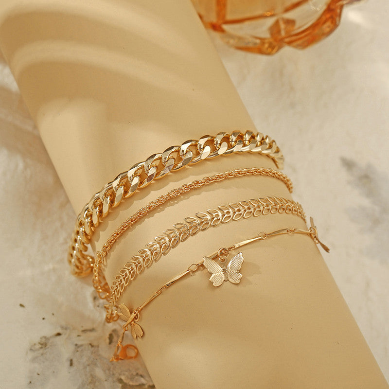 Mesmerizing Butterfly Multi Strand Gold Plated Bracelet For Women and Girls