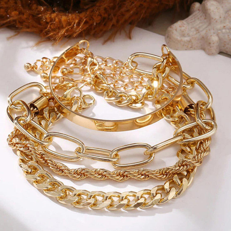 Stunning Gold Plated Multi Strand Bracelet Jewellery For Women