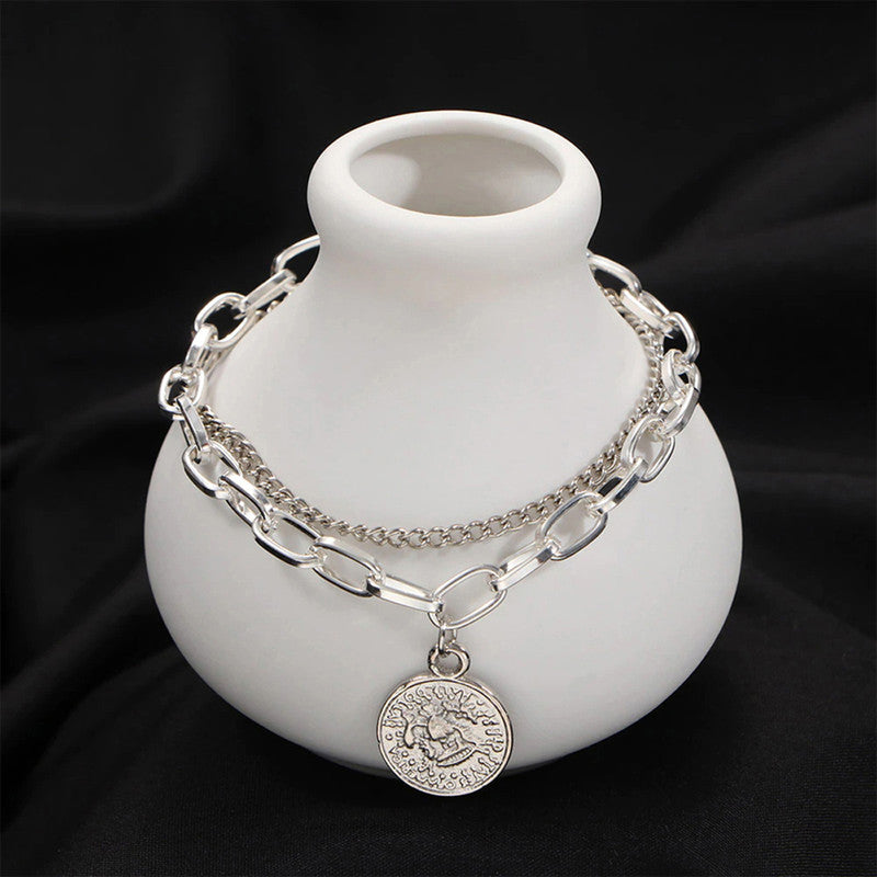 Mesmerizing Coin Head Silver Plated Multistrand Bracelet Jewellery