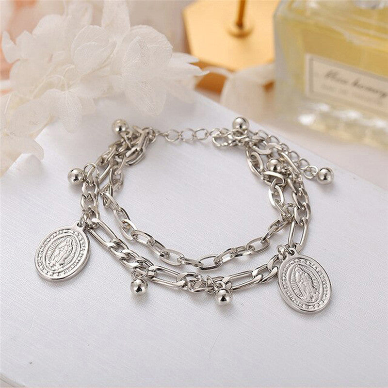 Sparkling Coinez Silver Plated Multistrand Bracelet