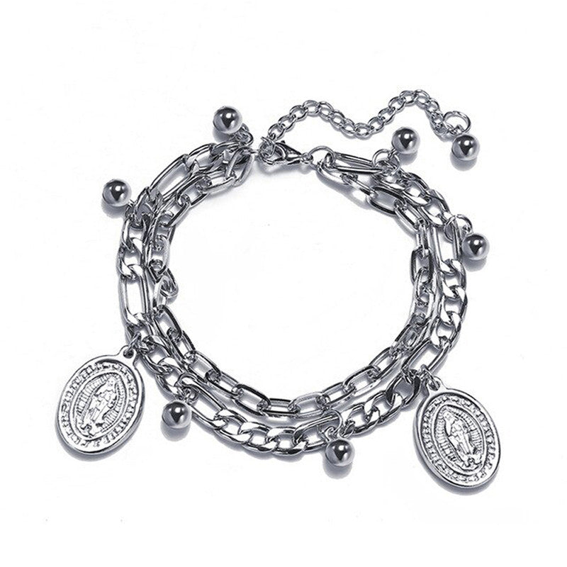 Sparkling Coinez Silver Plated Multistrand Bracelet