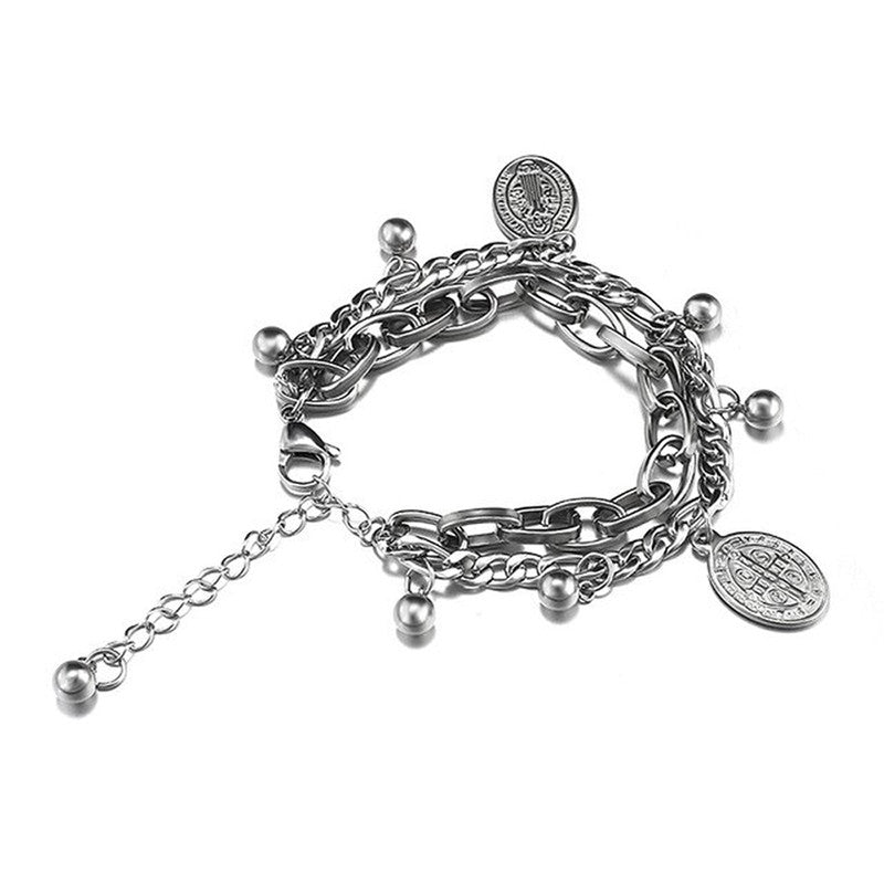 Sparkling Coinez Silver Plated Multistrand Bracelet