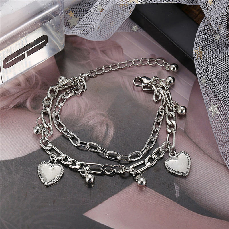 Delicate Heart Silver Plated Multistrand Bracelet