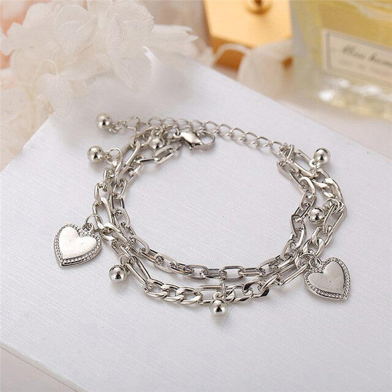 Delicate Heart Silver Plated Multistrand Bracelet