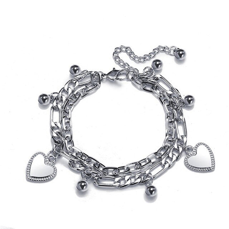 Delicate Heart Silver Plated Multistrand Bracelet