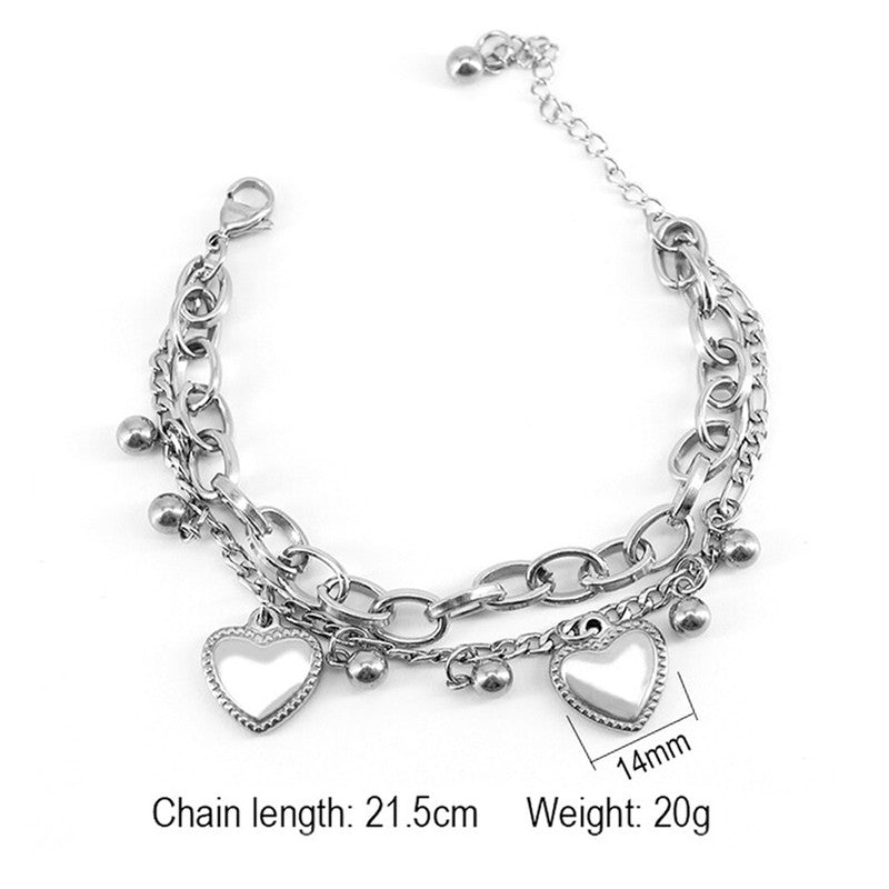 Delicate Heart Silver Plated Multistrand Bracelet