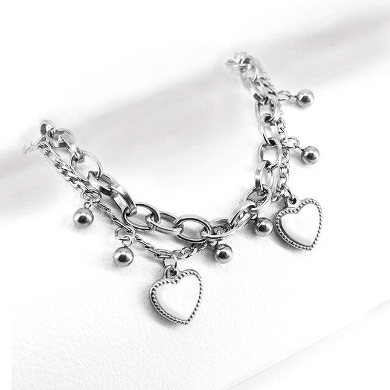 Delicate Heart Silver Plated Multistrand Bracelet