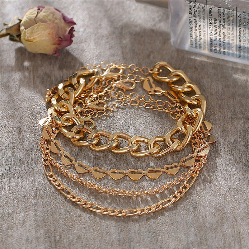 Gold Plated Multi Strand Bracelet For Women