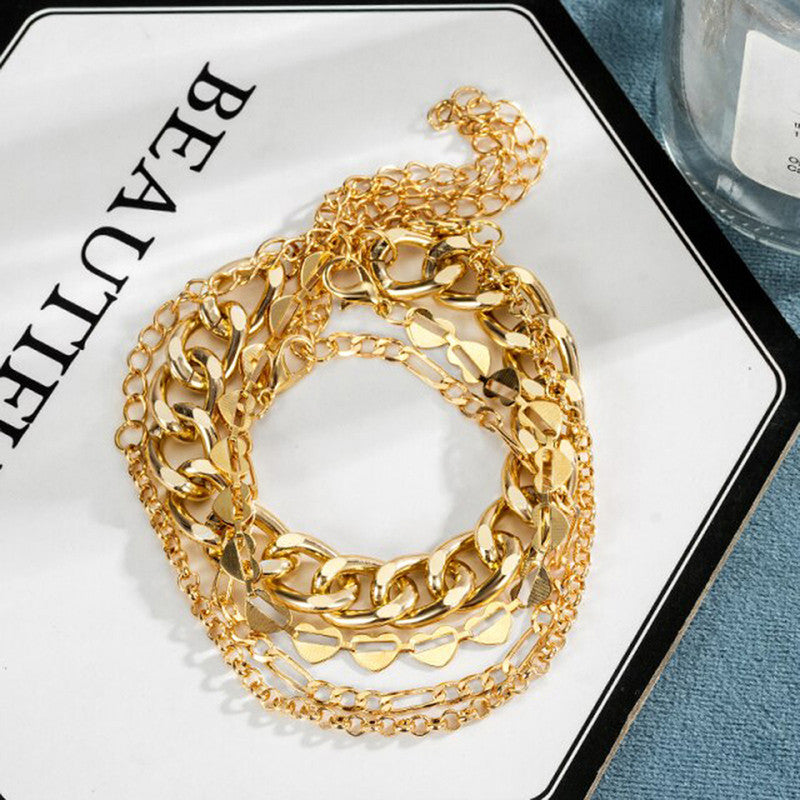 Gold Plated Multi Strand Bracelet For Women