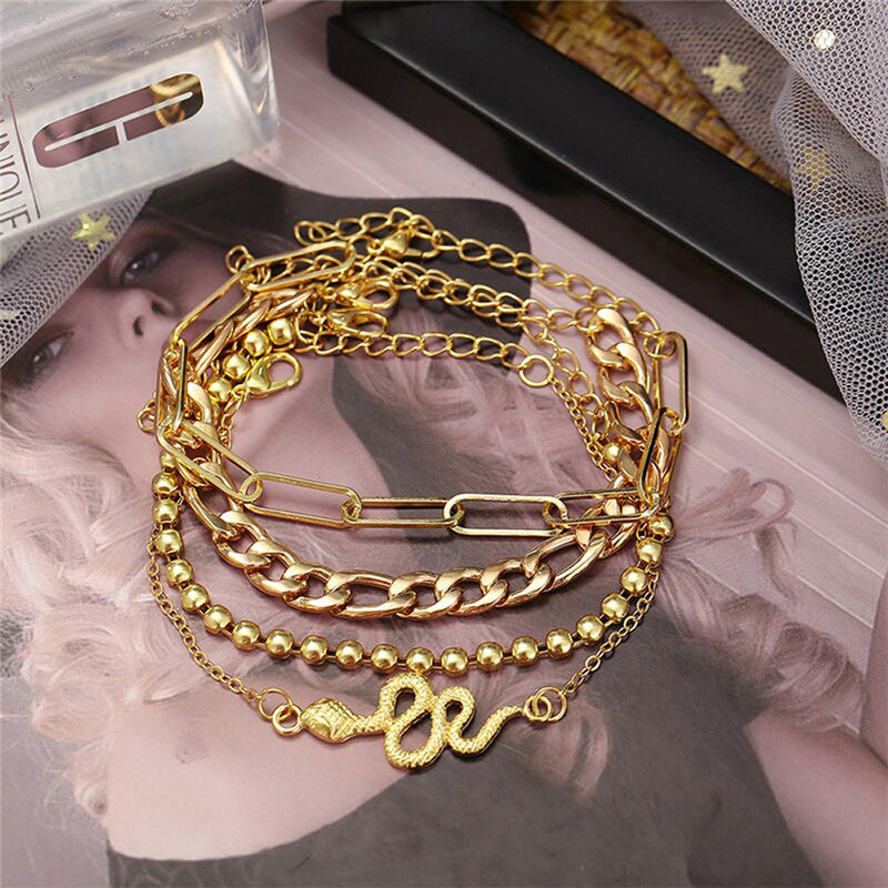 Marvellous Gold Plated Multi Strand Bracelet For Women