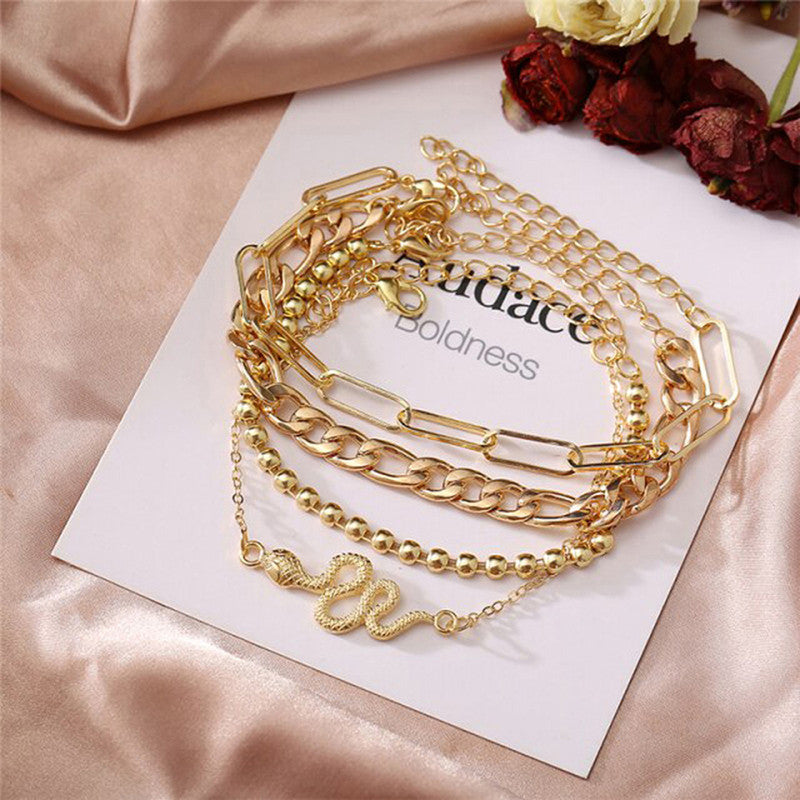 Marvellous Gold Plated Multi Strand Bracelet For Women