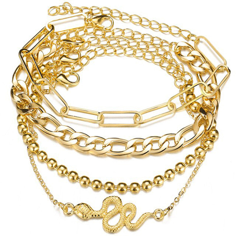 Marvellous Gold Plated Multi Strand Bracelet For Women