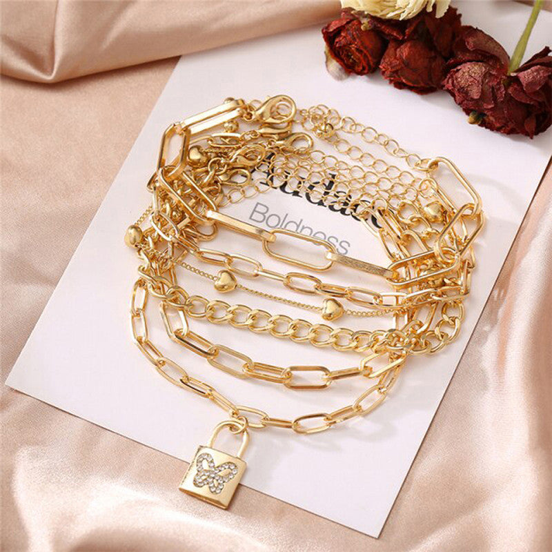 Gold Plated Multi Strand Bracelet For Women