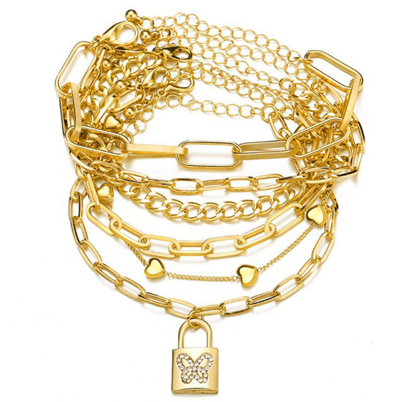 Gold Plated Multi Strand Bracelet For Women