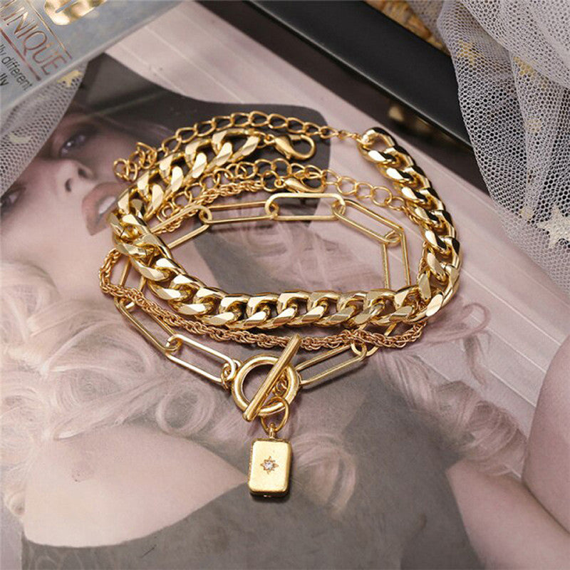 Stunning Gold Plated Multi Strand Bracelet For Women