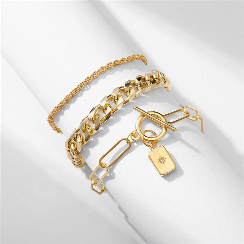 Stunning Gold Plated Multi Strand Bracelet For Women