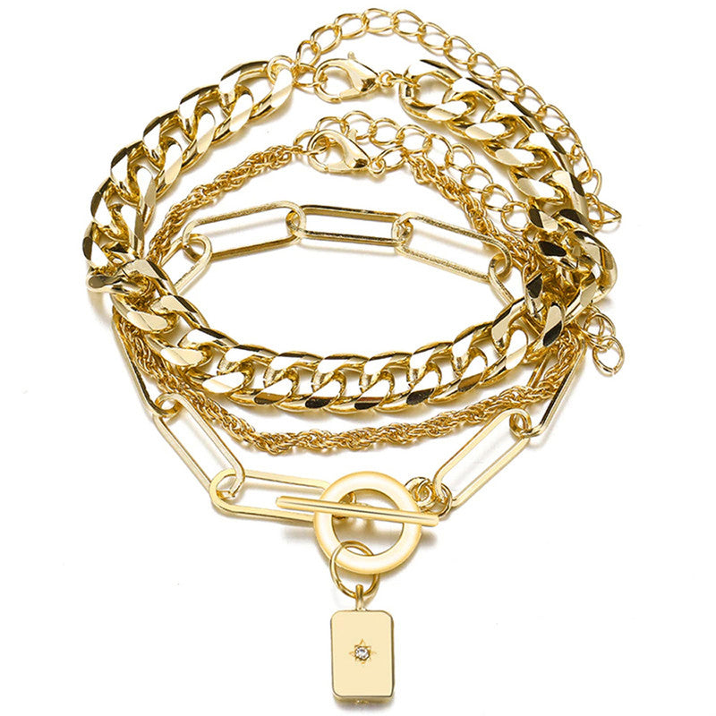 Stunning Gold Plated Multi Strand Bracelet For Women