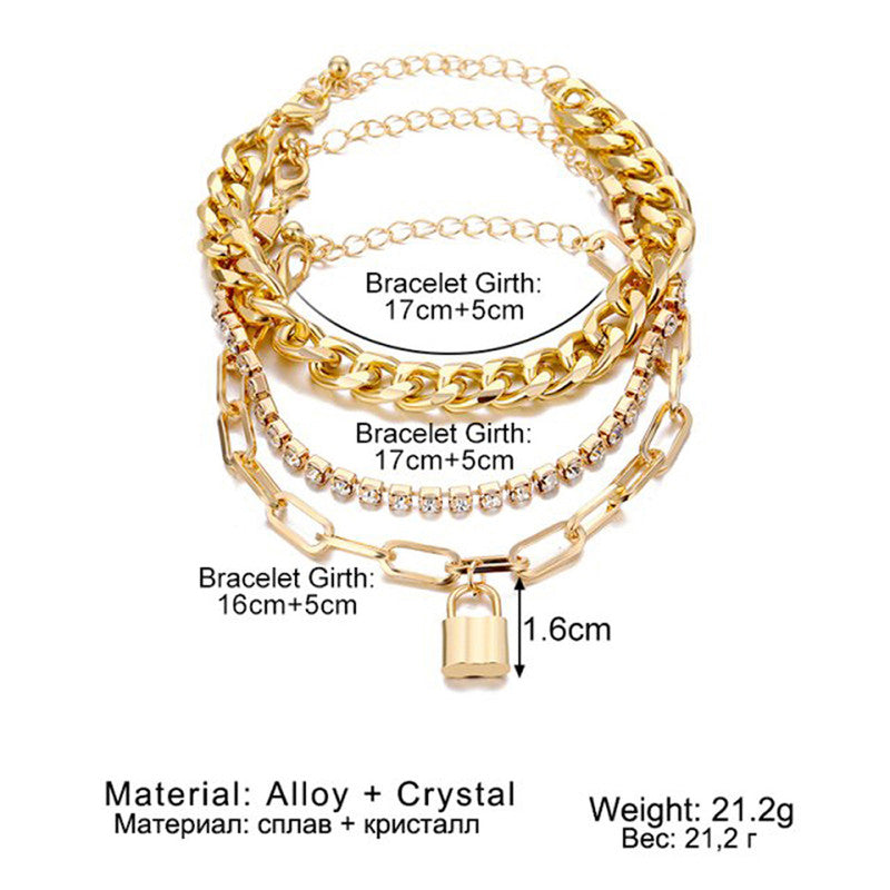 Sparkling Gold Plated Multi Strand Bracelet For Women