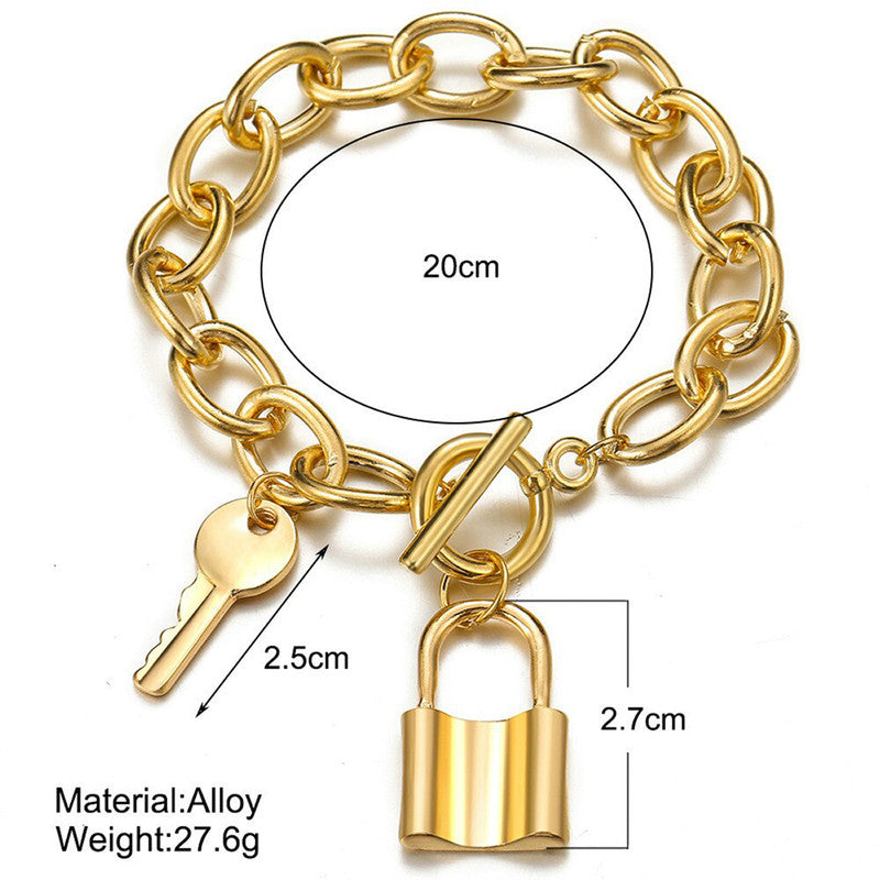 Gold-Toned Gold Plated With A Lock and Key