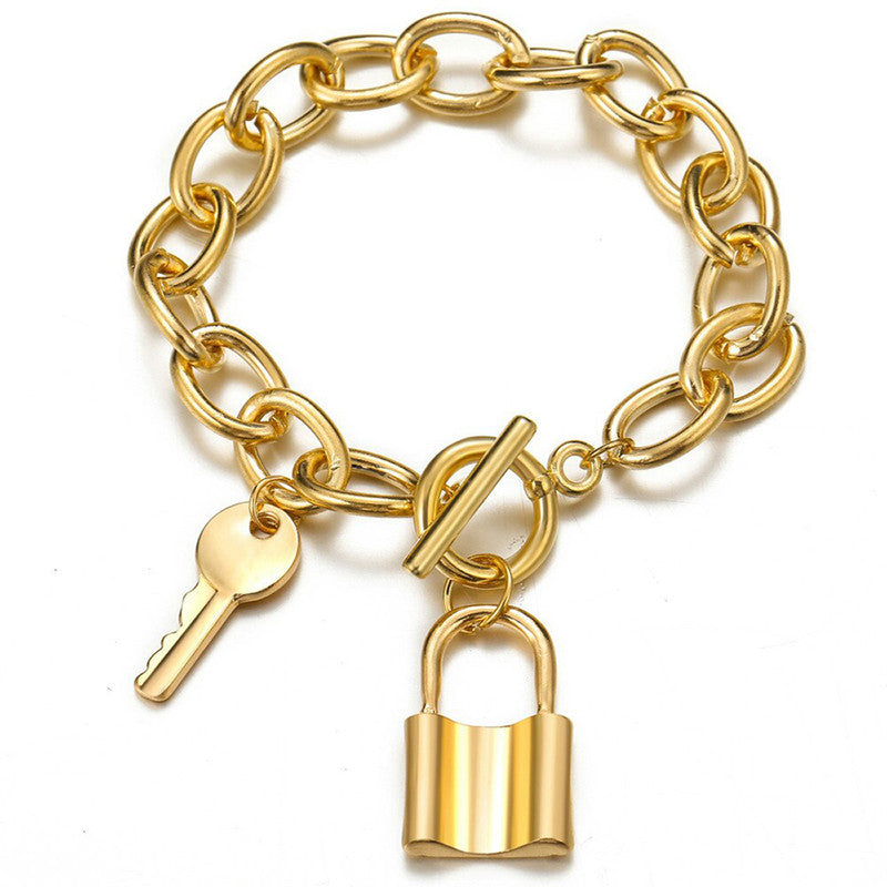 Gold-Toned Gold Plated With A Lock and Key