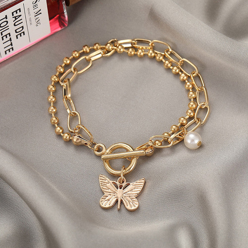 Gold-Toned Gold Plated Butterfly Inspired Bracelet