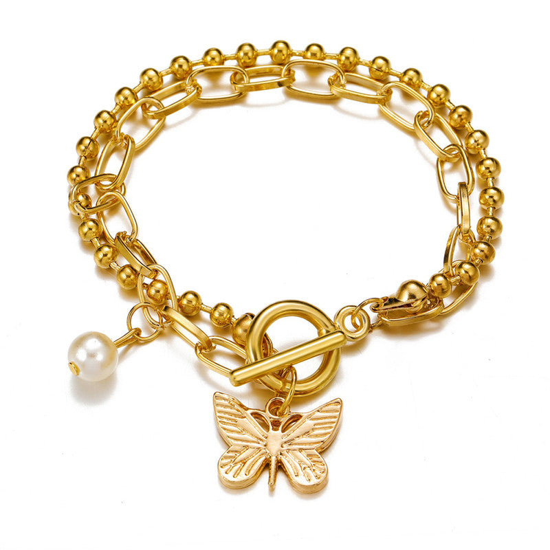 Gold-Toned Gold Plated Butterfly Inspired Bracelet