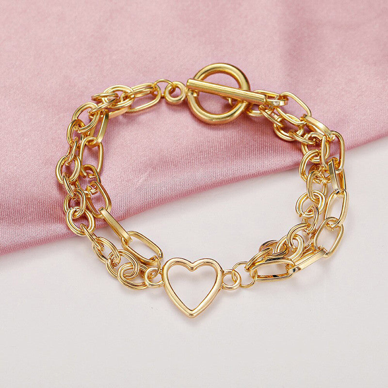 Gold-Toned Gold Plated Heart Inspired Bracelet