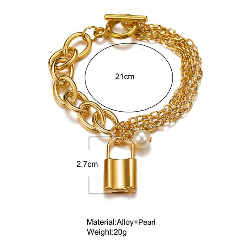 Gold-Toned Gold Plated Bracelet With A Lock