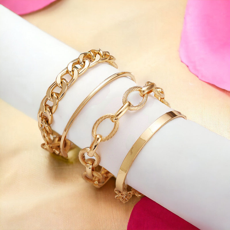 Gold-Toned Gold Plated Bracelets (Set of 4)