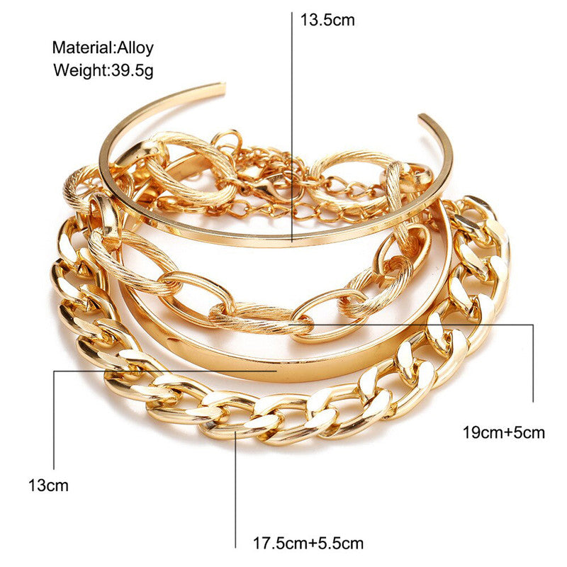 Gold-Toned Gold Plated Bracelets (Set of 4)