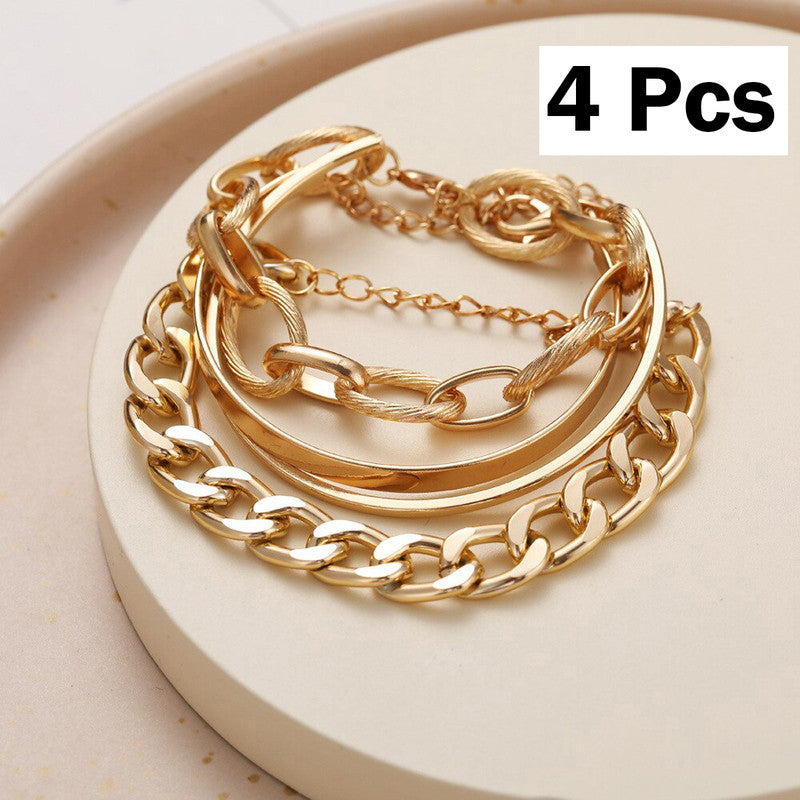 Gold-Toned Gold Plated Bracelets (Set of 4)