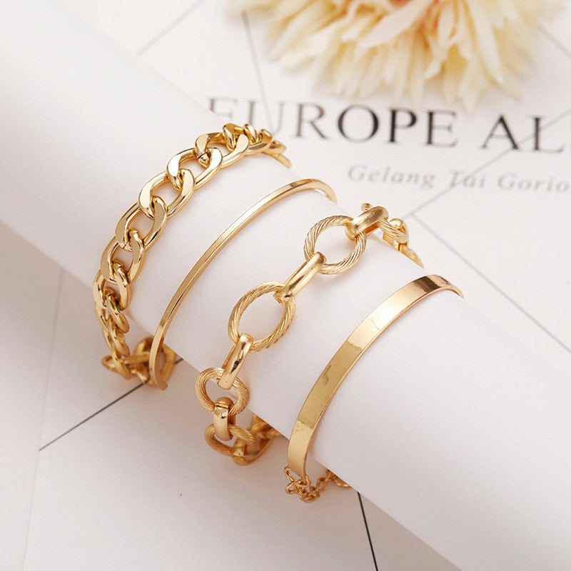 Gold-Toned Gold Plated Bracelets (Set of 4)