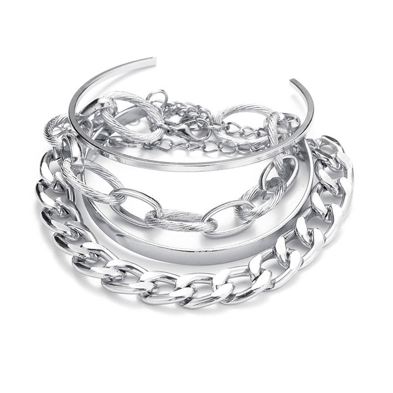 Silver Plated Cuff Bracelets (Set of 4)