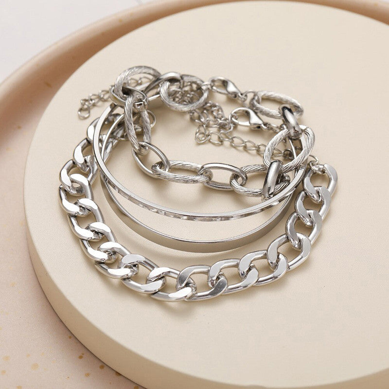 Silver Plated Cuff Bracelets (Set of 4)