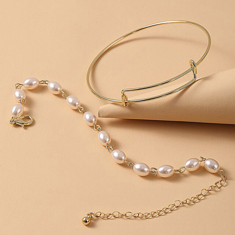 Pearl and Classic Bracelet (Set of 2)