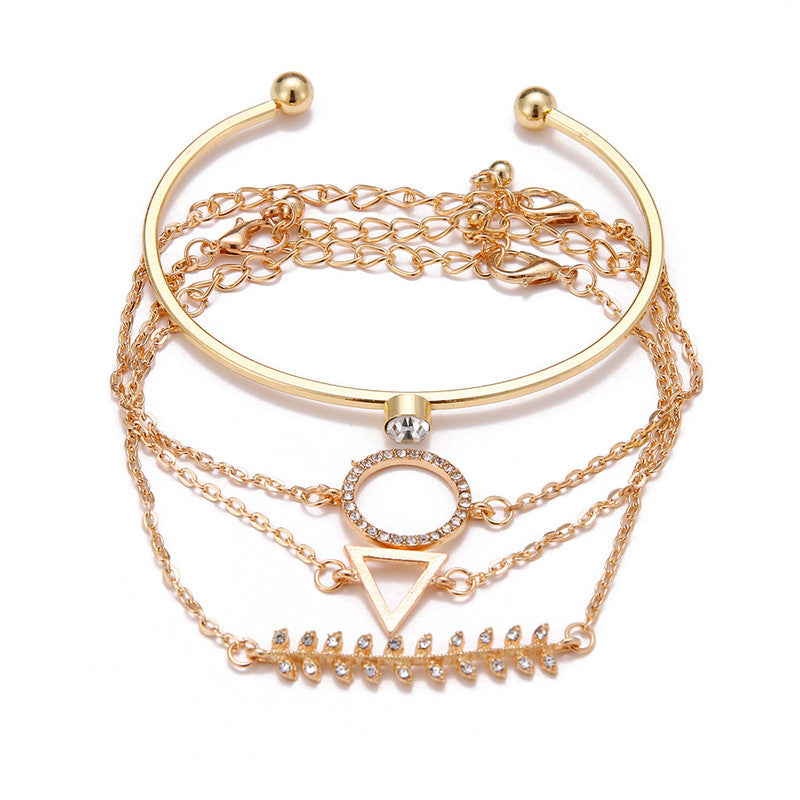 Gold Toned Gold Plated Contemporary Stackable Bracelet (Pack of 4)